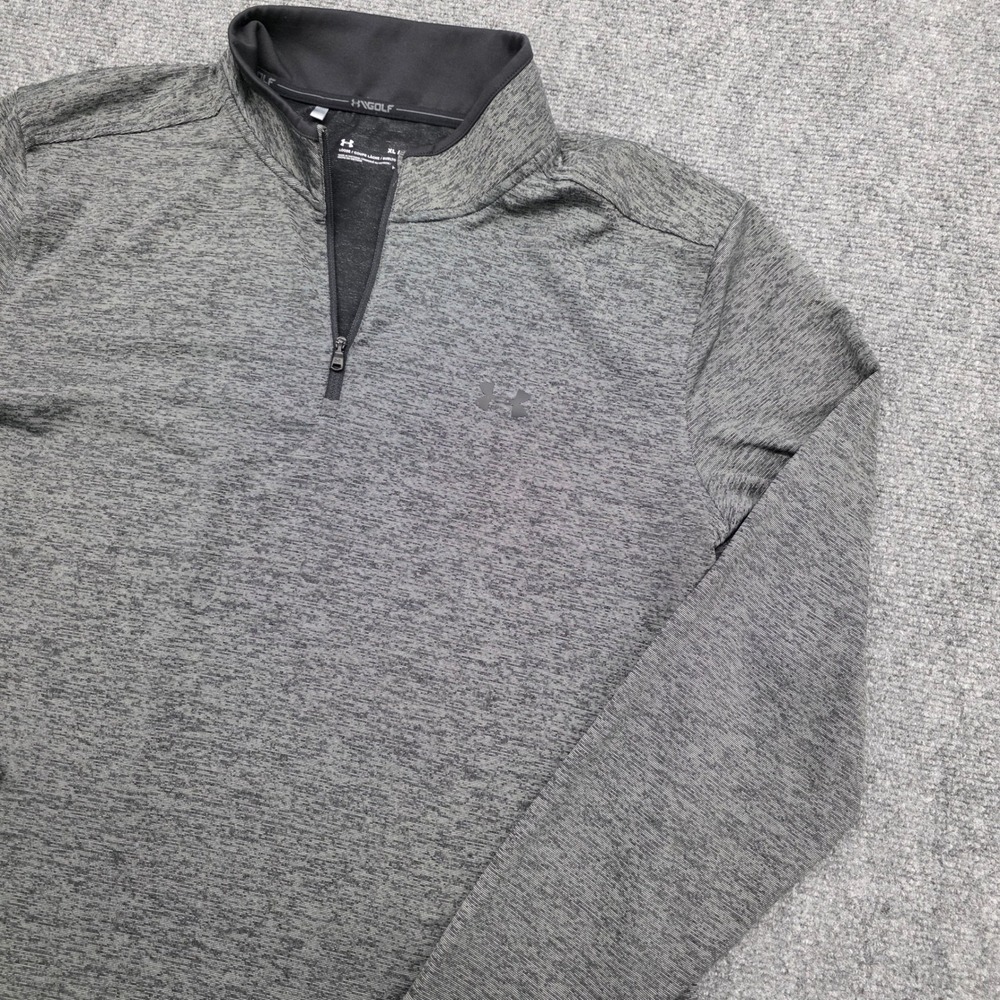 Under Armour Golf Mens XL Gray Space Dye HeatGear 1/4 Zip Pullover Shirt